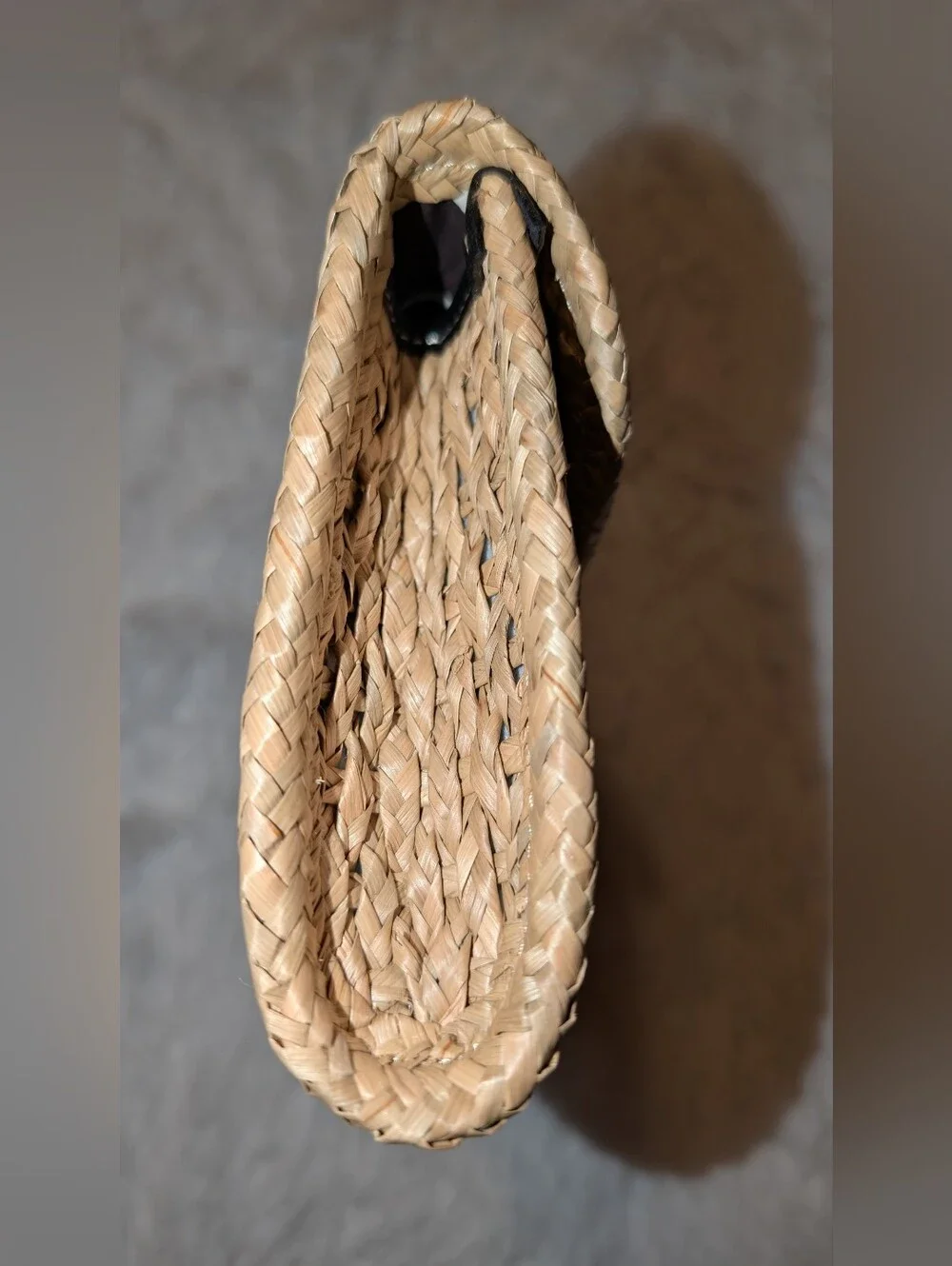 Kate Spade Raffia Woven Clutch  Natural Black Gold EUC